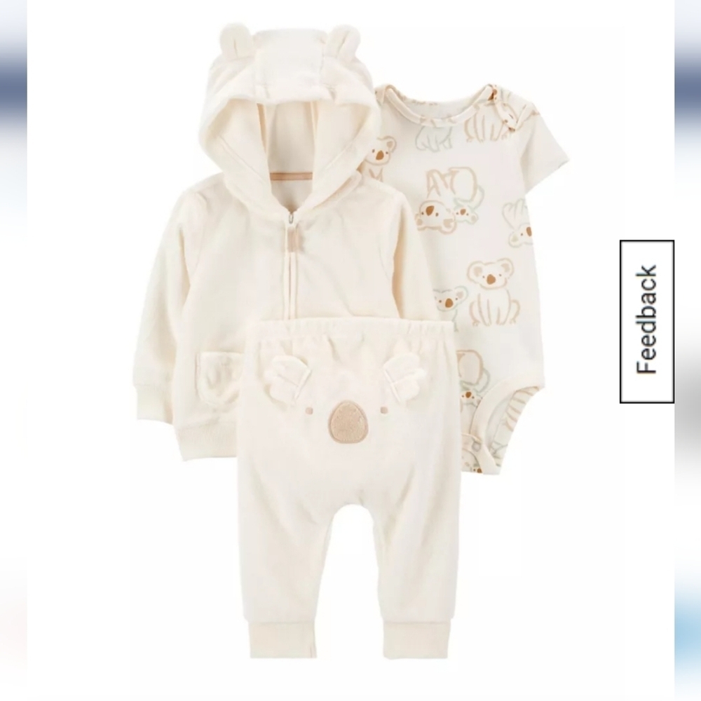 NWT Carter's 3 Pc Ivory Koala Bear Set ~3M
